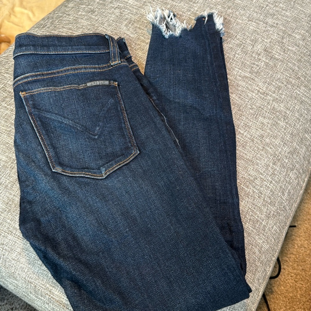 Hudson Jeans Dark Blue High Rise Raw Hem Skinny Jeans